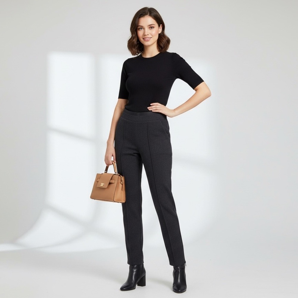 Athletica black thick pants zippers on the back Vince heathered  pintuck pants